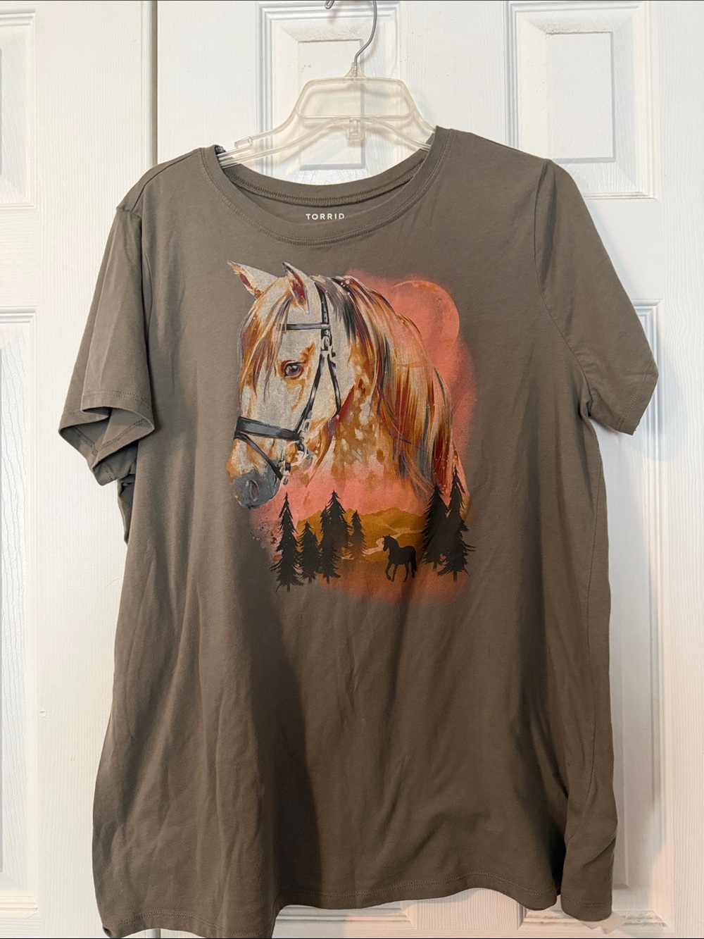 torrid olive horse sunset graphic tee